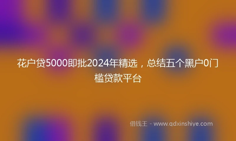 花户贷5000即批2024年精选，总结五个黑户0门槛贷款平台