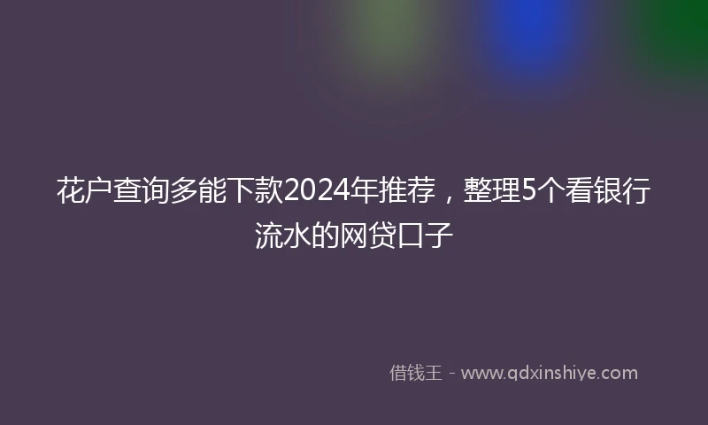 花户查询多能下款2024年推荐，整理5个看银行流水的网贷口子