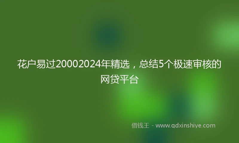 花户易过20002024年精选，总结5个极速审核的网贷平台