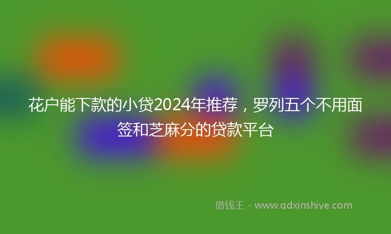 花户能下款的小贷2024年推荐，罗列五个不用面签和芝麻分的贷款平台