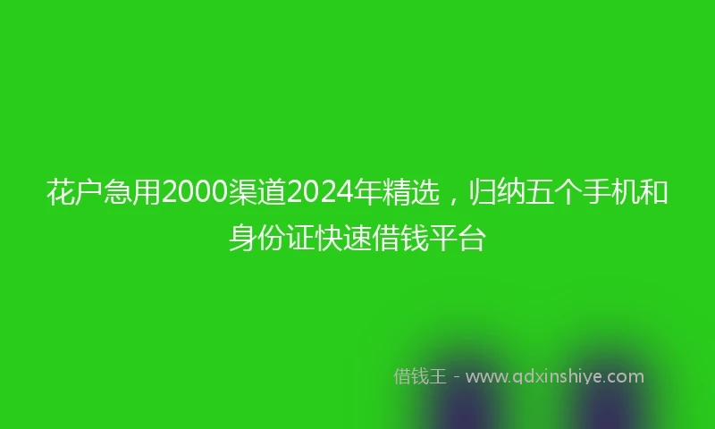 花户急用2000渠道2024年精选，归纳五个手机和身份证快速借钱平台