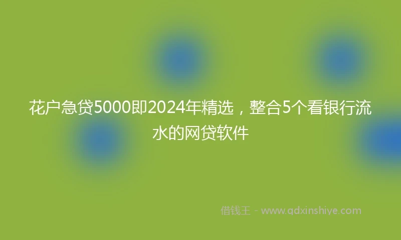 花户急贷5000即2024年精选，整合5个看银行流水的网贷软件