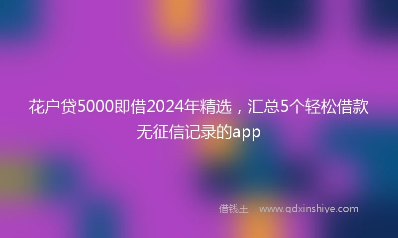 花户贷5000即借2024年精选，汇总5个轻松借款无征信记录的app
