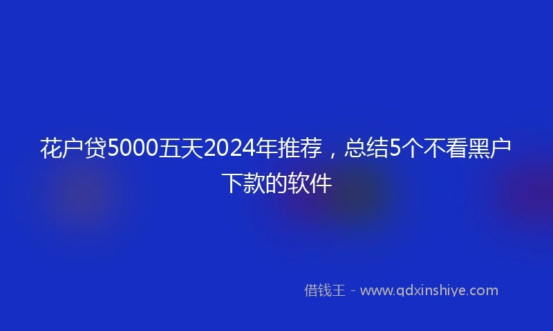 花户贷5000五天2024年推荐，总结5个不看黑户下款的软件