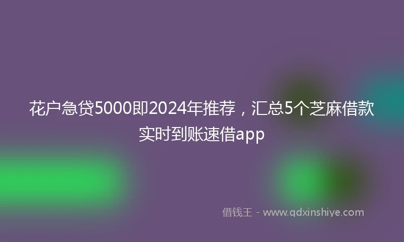 花户急贷5000即2024年推荐，汇总5个芝麻借款实时到账速借app
