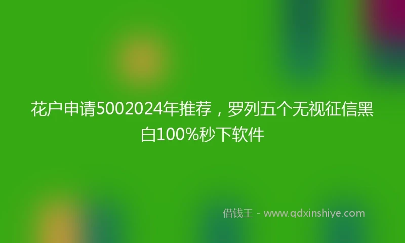 花户申请5002024年推荐，罗列五个无视征信黑白100%秒下软件