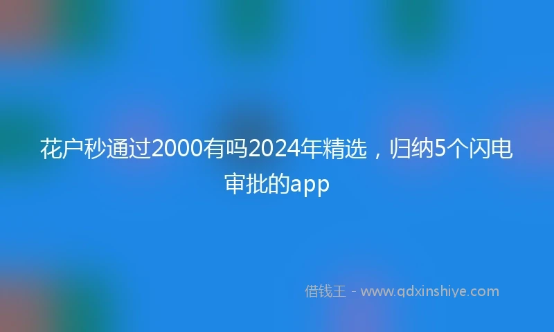 花户秒通过2000有吗2024年精选，归纳5个闪电审批的app