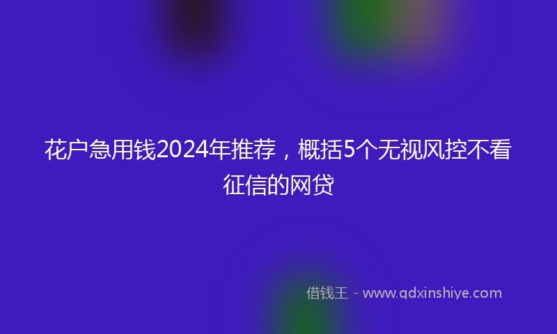 花户急用钱2024年推荐，概括5个无视风控不看征信的网贷
