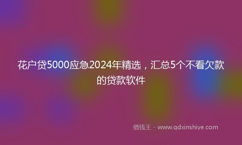 花户贷5000应急2024年精选，汇总5个不看欠款的贷款软件