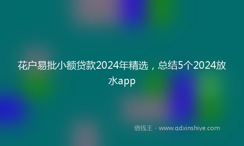 花户易批小额贷款2024年精选，总结5个2024放水app