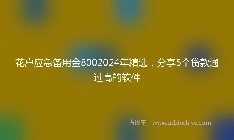 花户应急备用金8002024年精选,分享5个贷款通过高的软件