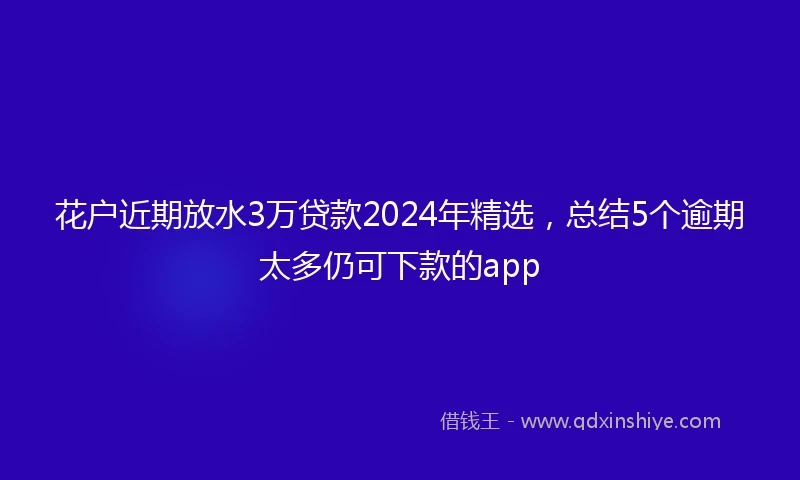 花户近期放水3万贷款2024年精选，总结5个逾期太多仍可下款的app
