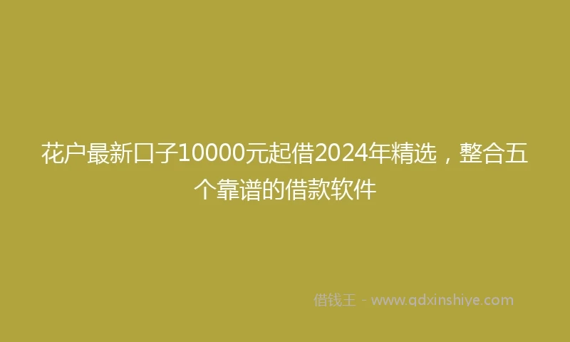 花户最新口子10000元起借2024年精选，整合五个靠谱的借款软件