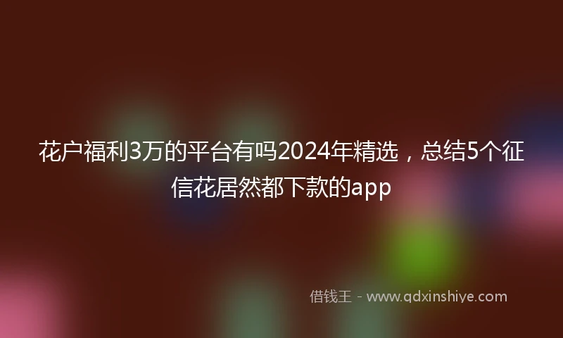 花户福利3万的平台有吗2024年精选，总结5个征信花居然都下款的app