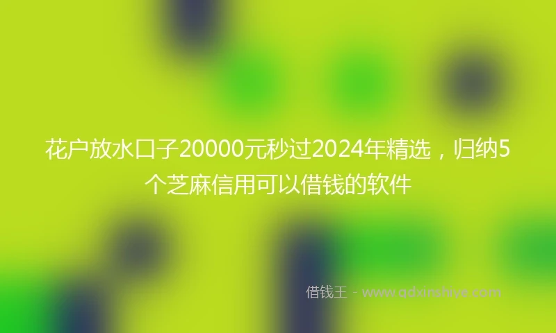 花户放水口子20000元秒过2024年精选，归纳5个芝麻信用可以借钱的软件