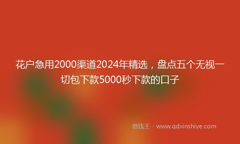 花户急用2000渠道2024年精选,盘点五个无视一切包下款5000秒下款的口子