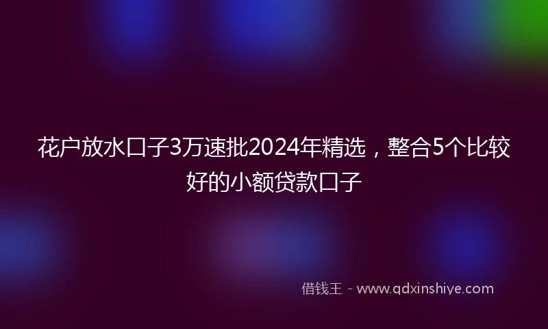 花户放水口子3万速批2024年精选，整合5个比较好的小额贷款口子