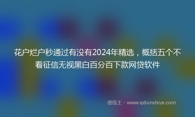 花户烂户秒通过有没有2024年精选，概括五个不看征信无视黑白百分百下款网贷软件