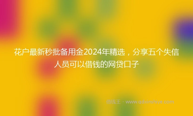 花户最新秒批备用金2024年精选，分享五个失信人员可以借钱的网贷口子