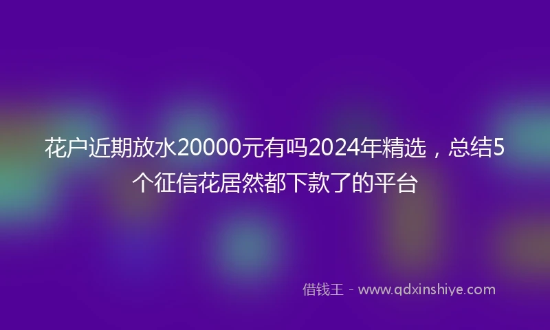 花户近期放水20000元有吗2024年精选，总结5个征信花居然都下款了的平台