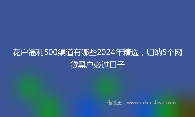花户福利500渠道有哪些2024年精选，归纳5个网贷黑户必过口子