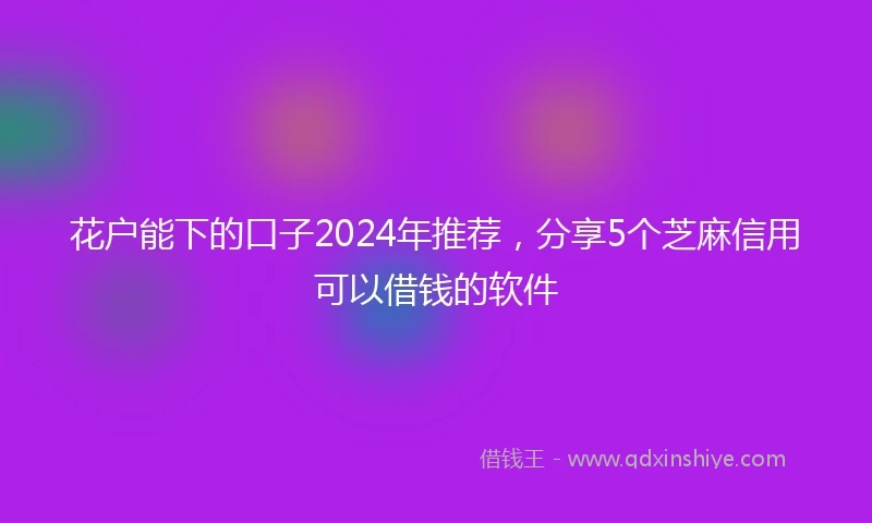 花户能下的口子2024年推荐，分享5个芝麻信用可以借钱的软件