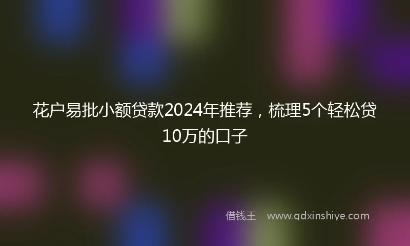 花户易批小额贷款2024年推荐，梳理5个轻松贷10万的口子
