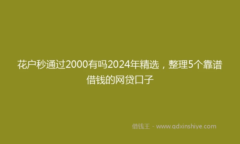花户秒通过2000有吗2024年精选，整理5个靠谱借钱的网贷口子