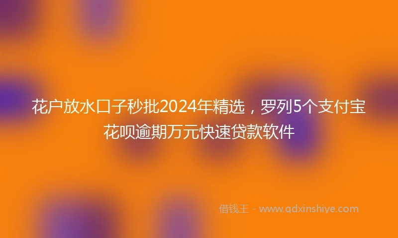 花户放水口子秒批2024年精选，罗列5个支付宝花呗逾期万元快速贷款软件
