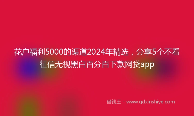 花户福利5000的渠道2024年精选，分享5个不看征信无视黑白百分百下款网贷app