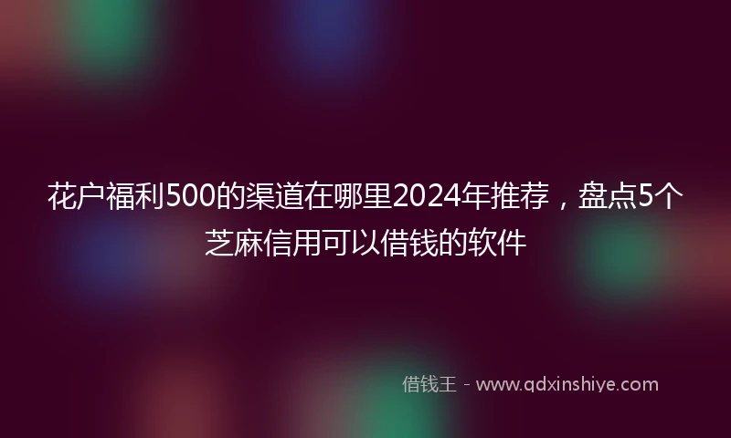 花户福利500的渠道在哪里2024年推荐，盘点5个芝麻信用可以借钱的软件