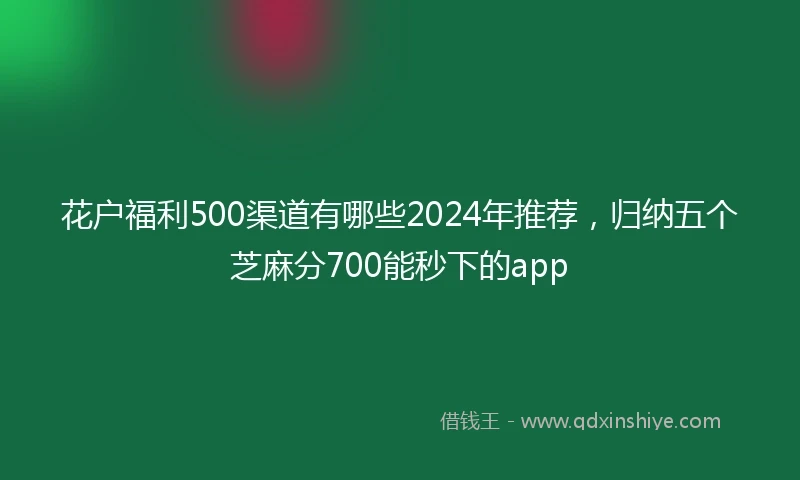 花户福利500渠道有哪些2024年推荐，归纳五个芝麻分700能秒下的app