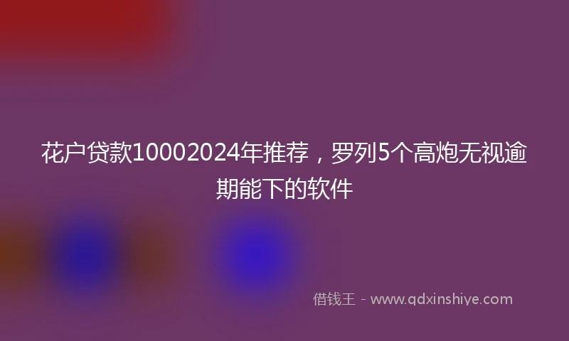 花户贷款10002024年推荐，罗列5个高炮无视逾期能下的软件