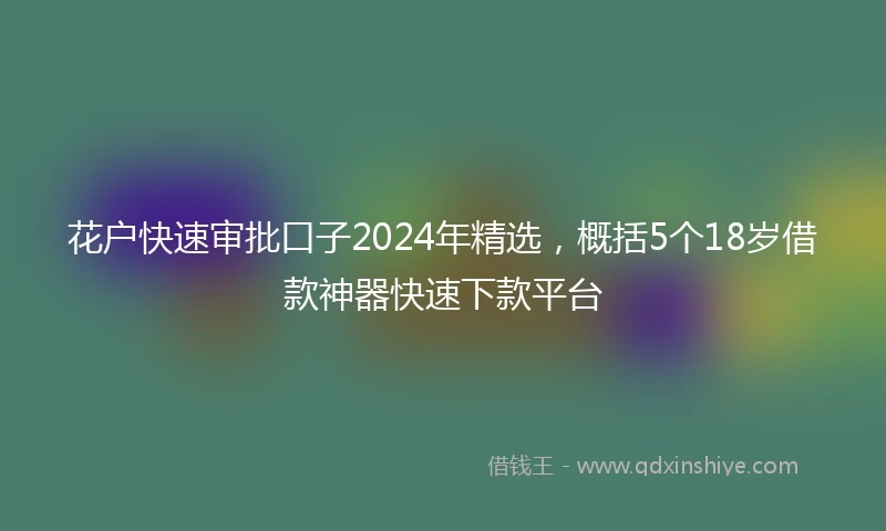 花户快速审批口子2024年精选，概括5个18岁借款神器快速下款平台