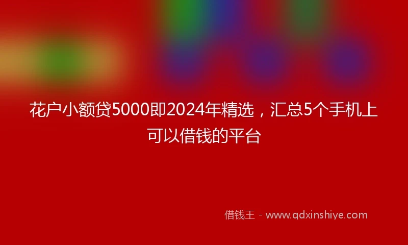 花户小额贷5000即2024年精选，汇总5个手机上可以借钱的平台