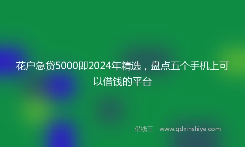 花户急贷5000即2024年精选，盘点五个手机上可以借钱的平台