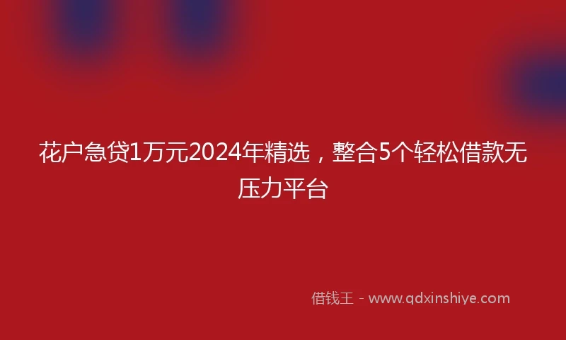 花户急贷1万元2024年精选，整合5个轻松借款无压力平台