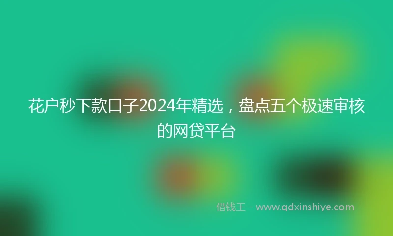 花户秒下款口子2024年精选，盘点五个极速审核的网贷平台