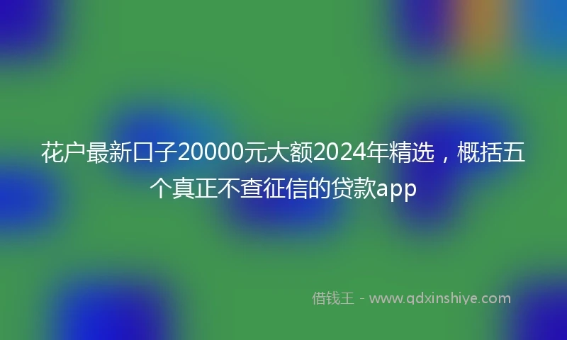 花户最新口子20000元大额2024年精选，概括五个真正不查征信的贷款app