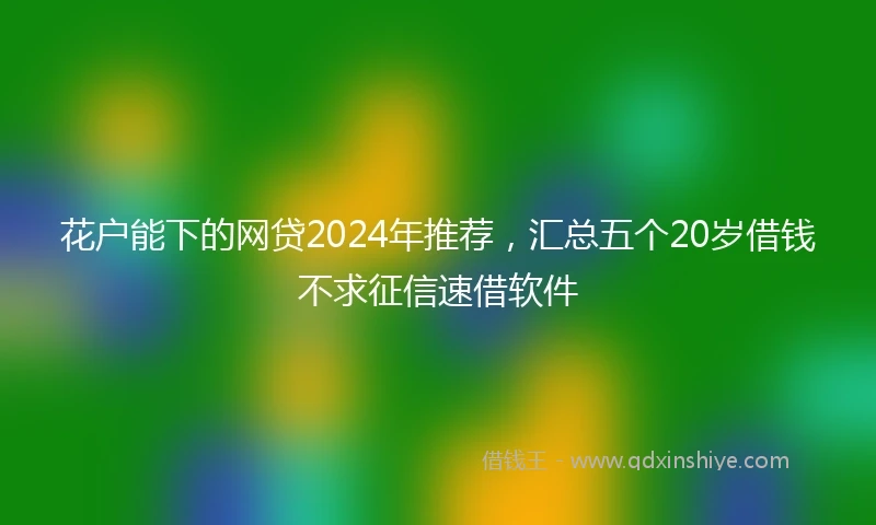 花户能下的网贷2024年推荐，汇总五个20岁借钱不求征信速借软件