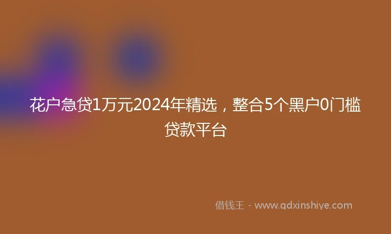 花户急贷1万元2024年精选，整合5个黑户0门槛贷款平台