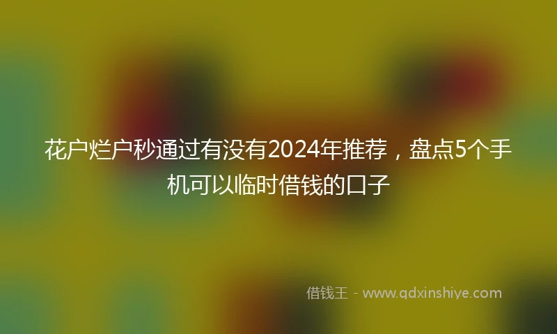 花户烂户秒通过有没有2024年推荐，盘点5个手机可以临时借钱的口子