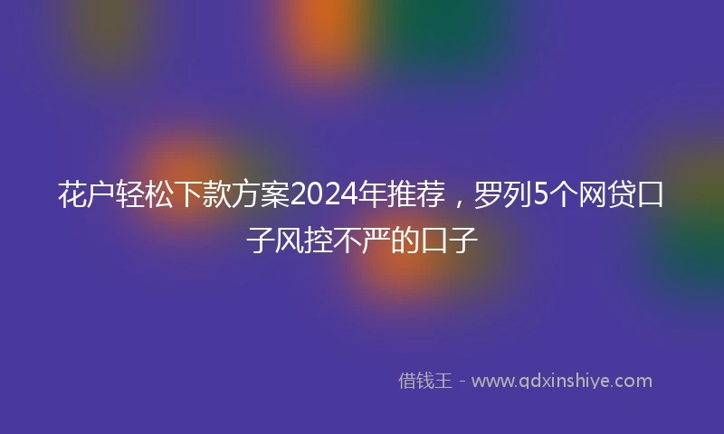 花户轻松下款方案2024年推荐，罗列5个网贷口子风控不严的口子