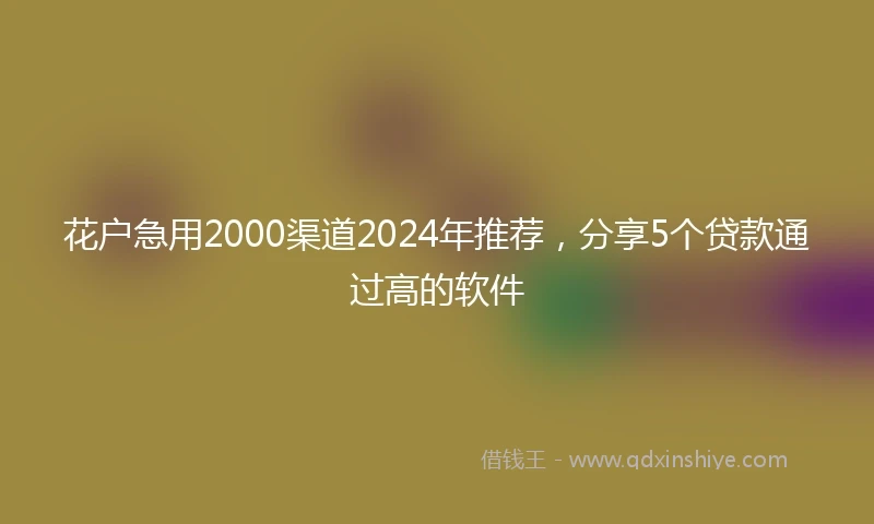花户急用2000渠道2024年推荐，分享5个贷款通过高的软件