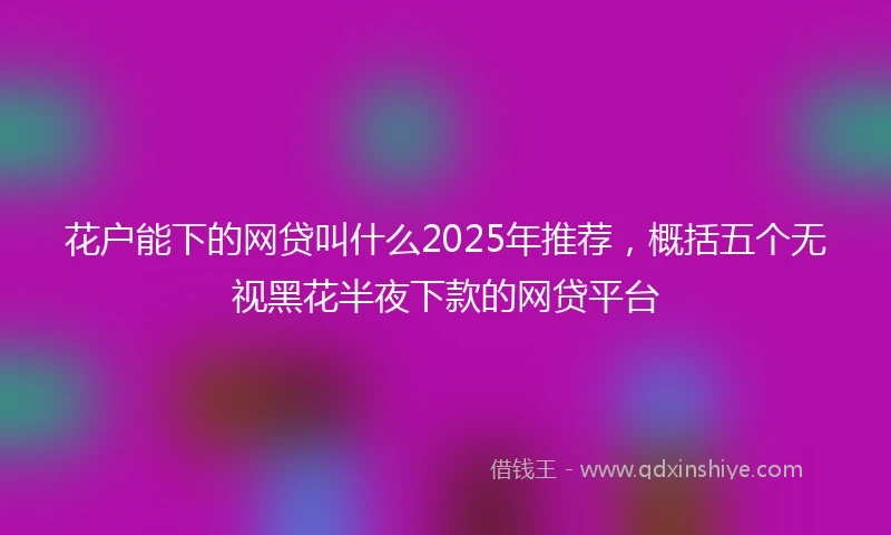 花户能下的网贷叫什么2025年推荐，概括五个无视黑花半夜下款的网贷平台