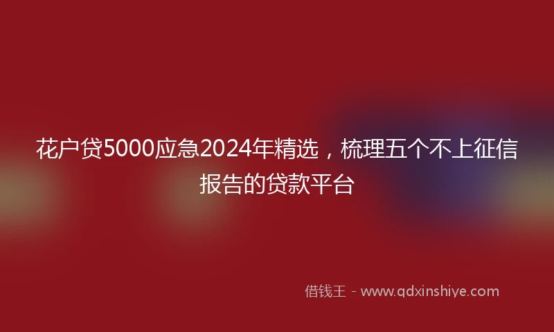花户贷5000应急2024年精选，梳理五个不上征信报告的贷款平台