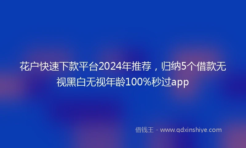 花户快速下款平台2024年推荐，归纳5个借款无视黑白无视年龄100%秒过app