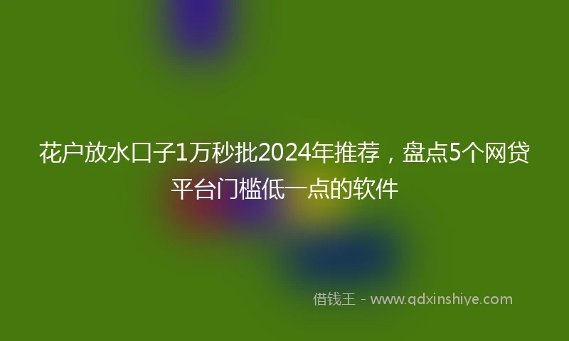 花户放水口子1万秒批2024年推荐，盘点5个网贷平台门槛低一点的软件