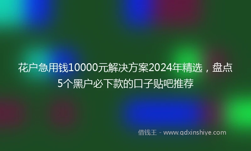 花户急用钱10000元解决方案2024年精选，盘点5个黑户必下款的口子贴吧推荐