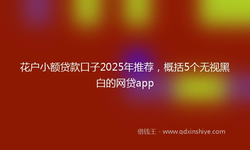花户小额贷款口子2025年推荐，概括5个无视黑白的网贷app